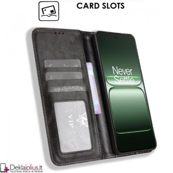 Dirbtinės odos atverčiamas dėklas su skyreliais - juodas (Oneplus Nord Ce5) Dirbtinės odos atverčiamas dėklas su skyreliais - juodas (Oneplus Nord Ce5)